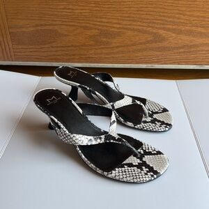 Marc Fisher Dahlia 2 Sandals Snake Print Leather Kitten Heel